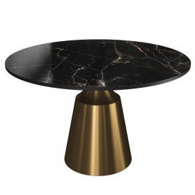 Обеденный стол Bora D120 черная керамика глянец