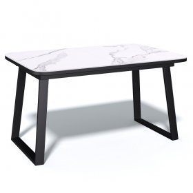 Стол обеденный Ken AZ1200 черный/керамика мрамор белый