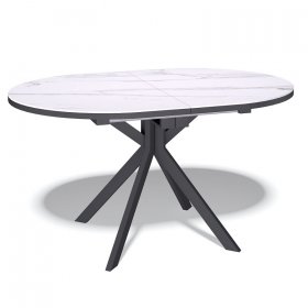 Обеденный стол Ken DO1300 черный/керамика мрамор белый