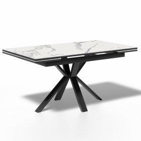 Стол обеденный Ken ME1600 черный/керамика мрамор белый