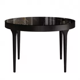 Круглый стол Allegro D110 раскладной черная глянцевая керамика