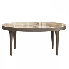 Овальный стол Allegro 160х100 раскладной бежевая глянцевая керамика
