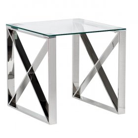 Журнальный стол Drome квадратный с прозрачным стеклом (цвет хром)