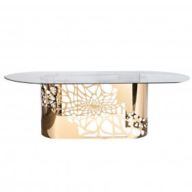 Обеденный стол Domeo прозрачное стекло/золото