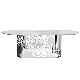 Обеденный стол Domeo прозрачное стекло/серебро