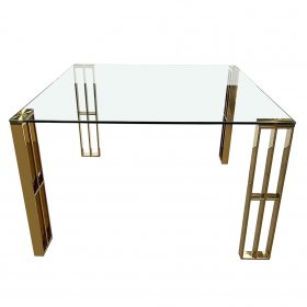 Стол обеденный Drendo квадратный прозрачное стекло/золото